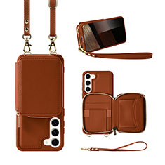 Soft Silicone Gel Leather Snap On Case Cover JM1 for Samsung Galaxy S24 Plus 5G Brown