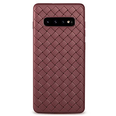 Soft Silicone Gel Leather Snap On Case Cover L02 for Samsung Galaxy S10 5G Brown