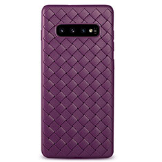 Soft Silicone Gel Leather Snap On Case Cover L02 for Samsung Galaxy S10 5G Purple