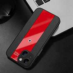 Soft Silicone Gel Leather Snap On Case Cover S01 for Apple iPhone 14 Plus Red