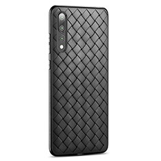 Soft Silicone Gel Leather Snap On Case Cover S01 for Huawei P20 Pro Black