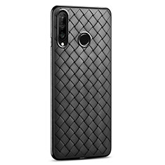 Soft Silicone Gel Leather Snap On Case Cover S01 for Huawei P30 Lite New Edition Black