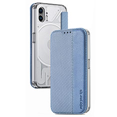 Soft Silicone Gel Leather Snap On Case Cover S01 for Nothing Phone 2 Blue