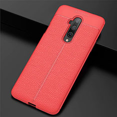 Soft Silicone Gel Leather Snap On Case Cover S01 for OnePlus 7T Pro 5G Red