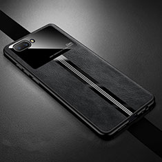 Soft Silicone Gel Leather Snap On Case Cover S01 for Oppo A12e Black