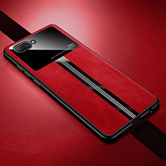 Soft Silicone Gel Leather Snap On Case Cover S01 for Oppo A12e Red