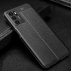 Soft Silicone Gel Leather Snap On Case Cover S01 for Oppo A16 Black