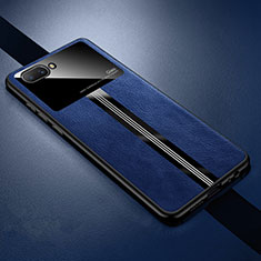 Soft Silicone Gel Leather Snap On Case Cover S01 for Oppo A5 Blue