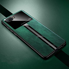 Soft Silicone Gel Leather Snap On Case Cover S01 for Oppo A5 Green