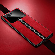 Soft Silicone Gel Leather Snap On Case Cover S01 for Oppo A5 Red