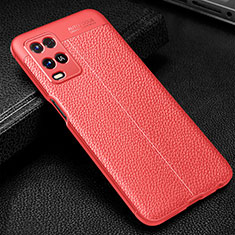 Soft Silicone Gel Leather Snap On Case Cover S01 for Oppo A54 4G Red