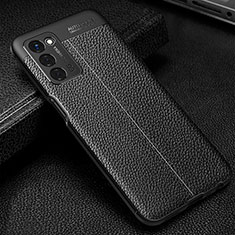 Soft Silicone Gel Leather Snap On Case Cover S01 for Oppo A55 5G Black