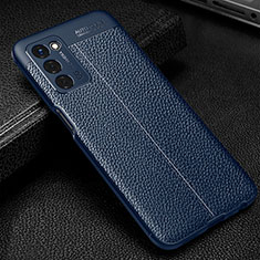 Soft Silicone Gel Leather Snap On Case Cover S01 for Oppo A55 5G Blue