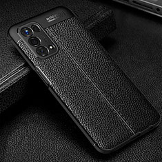 Soft Silicone Gel Leather Snap On Case Cover S01 for Oppo A74 5G Black