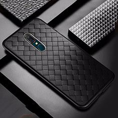 Soft Silicone Gel Leather Snap On Case Cover S01 for Oppo A9X Black