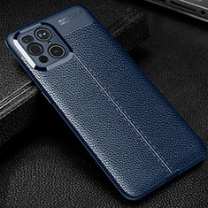Soft Silicone Gel Leather Snap On Case Cover S01 for Oppo Find X3 Pro 5G Blue
