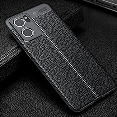 Soft Silicone Gel Leather Snap On Case Cover S01 for Oppo Find X5 Lite 5G Black