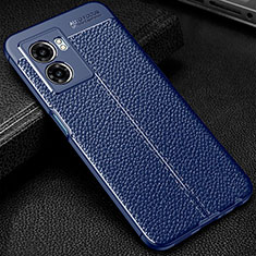 Soft Silicone Gel Leather Snap On Case Cover S01 for Oppo K10 5G India Blue