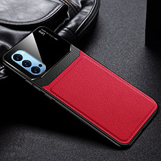 Soft Silicone Gel Leather Snap On Case Cover S01 for Oppo Reno4 5G Red