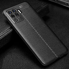 Soft Silicone Gel Leather Snap On Case Cover S01 for Oppo Reno5 Lite Black