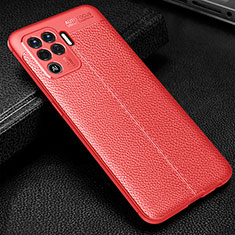 Soft Silicone Gel Leather Snap On Case Cover S01 for Oppo Reno5 Lite Red