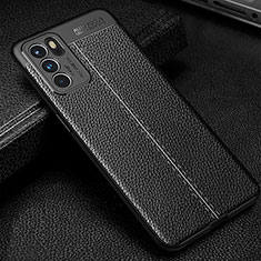 Soft Silicone Gel Leather Snap On Case Cover S01 for Oppo Reno6 5G Black