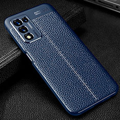 Soft Silicone Gel Leather Snap On Case Cover S01 for Realme Q3t 5G Blue