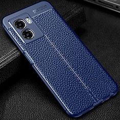 Soft Silicone Gel Leather Snap On Case Cover S01 for Realme Q5i 5G Blue