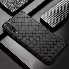 Soft Silicone Gel Leather Snap On Case Cover S01 for Samsung Galaxy A30S Black