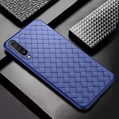 Soft Silicone Gel Leather Snap On Case Cover S01 for Samsung Galaxy A30S Blue