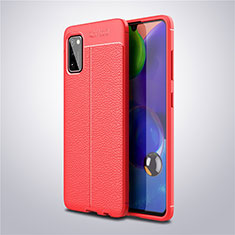 Soft Silicone Gel Leather Snap On Case Cover S01 for Samsung Galaxy A41 Red