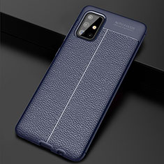 Soft Silicone Gel Leather Snap On Case Cover S01 for Samsung Galaxy A71 4G A715 Blue