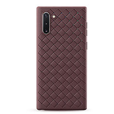 Soft Silicone Gel Leather Snap On Case Cover S01 for Samsung Galaxy Note 10 Brown