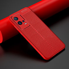 Soft Silicone Gel Leather Snap On Case Cover S01 for Vivo iQOO 8 5G Red