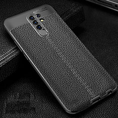 Soft Silicone Gel Leather Snap On Case Cover S01 for Xiaomi Redmi 9 Black