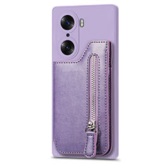 Soft Silicone Gel Leather Snap On Case Cover S01D for Huawei Honor 60 5G Purple