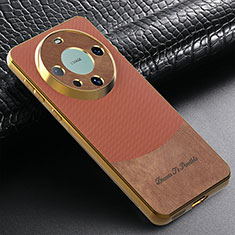 Soft Silicone Gel Leather Snap On Case Cover S01D for Huawei Mate 60 Pro Brown