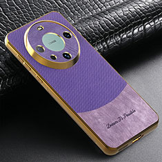 Soft Silicone Gel Leather Snap On Case Cover S01D for Huawei Mate 60 Pro+ Plus Purple