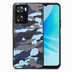Soft Silicone Gel Leather Snap On Case Cover S01D for Oppo A77 4G Blue