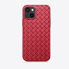 Soft Silicone Gel Leather Snap On Case Cover S02 for Apple iPhone 13 Mini Red