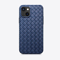 Soft Silicone Gel Leather Snap On Case Cover S02 for Apple iPhone 14 Blue