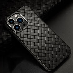 Soft Silicone Gel Leather Snap On Case Cover S02 for Apple iPhone 14 Pro Max Black