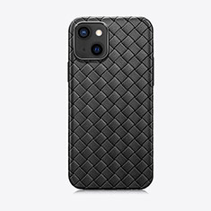 Soft Silicone Gel Leather Snap On Case Cover S02 for Apple iPhone 15 Black