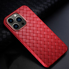 Soft Silicone Gel Leather Snap On Case Cover S02 for Apple iPhone 15 Pro Red