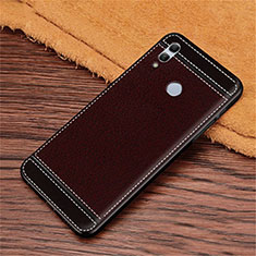 Soft Silicone Gel Leather Snap On Case Cover S02 for Huawei Honor 10 Lite Brown