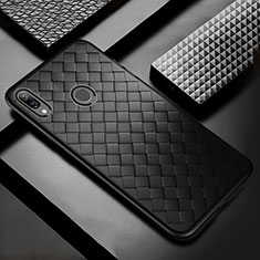 Soft Silicone Gel Leather Snap On Case Cover S02 for Huawei P Smart+ Plus Black