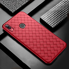 Soft Silicone Gel Leather Snap On Case Cover S02 for Huawei P Smart+ Plus Red