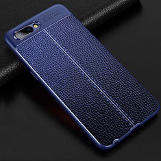 Soft Silicone Gel Leather Snap On Case Cover S02 for Oppo A12e Blue