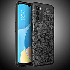 Soft Silicone Gel Leather Snap On Case Cover S02 for Oppo A53s 5G Black