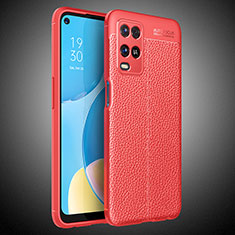 Soft Silicone Gel Leather Snap On Case Cover S02 for Oppo A54 4G Red